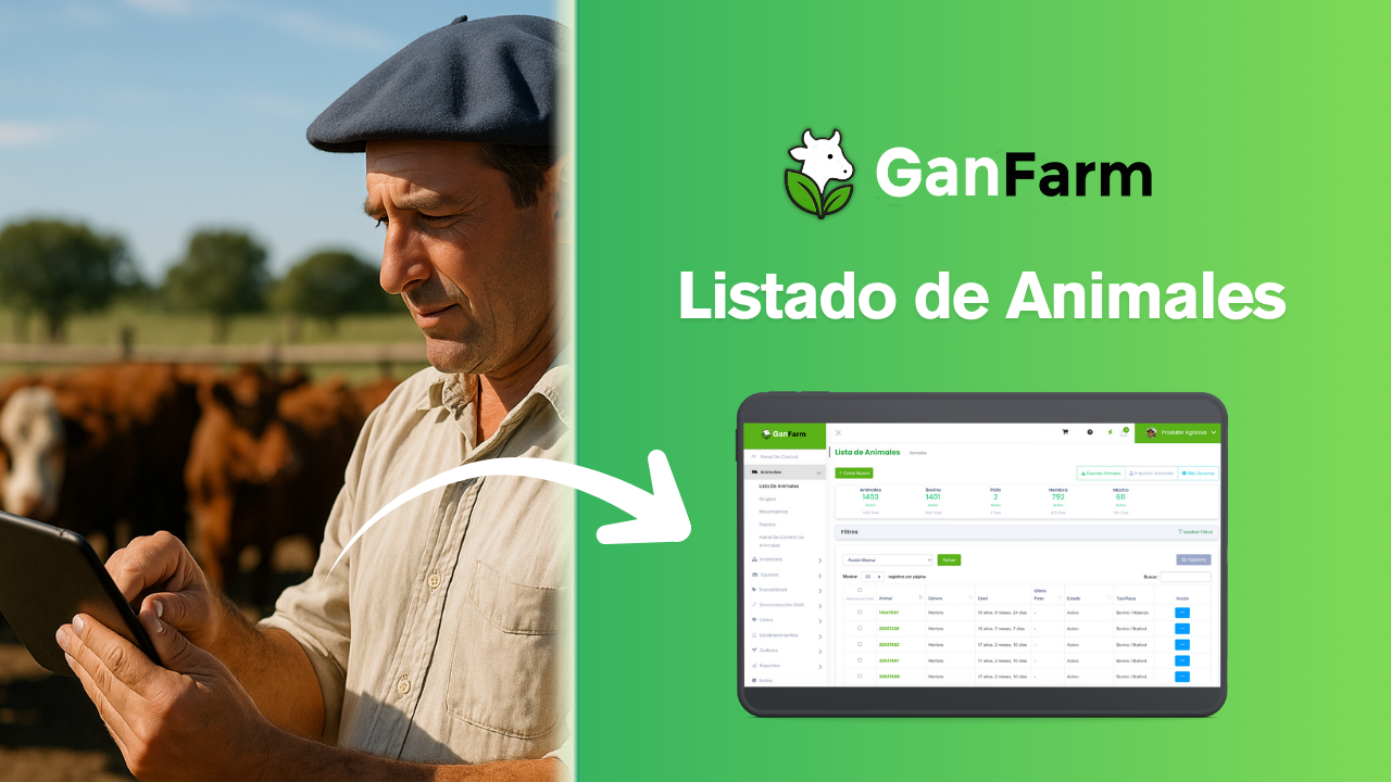 Cómo usar la Lista de Animales en GanFarm